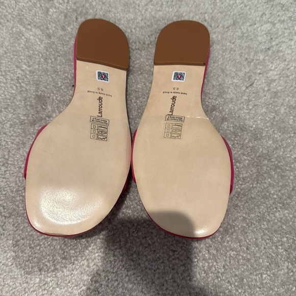 NWOT Larroude Flora flat leather mule sandal in pink - Picture 2 of 4